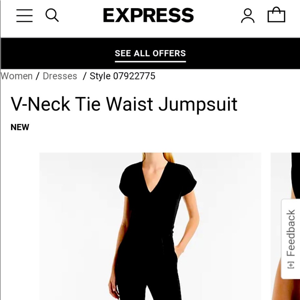 V-Neck Tie Waist Jumpsuit express size S